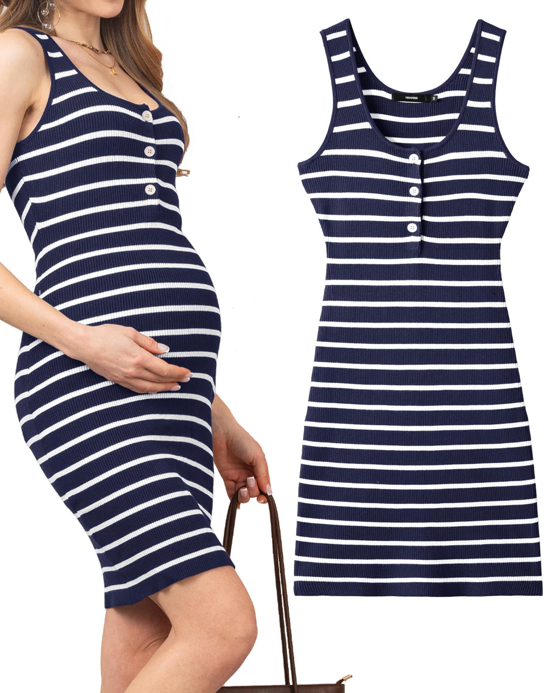 Rnxrbb Stripe Button Maternity Dress