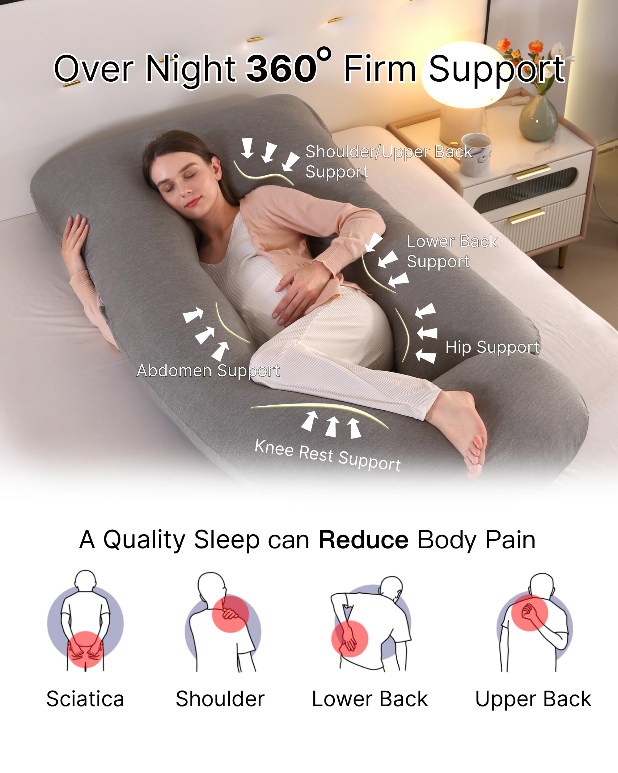 ALLOPERA Pregnancy Pillow, Full Body 57 Inch Maternity Pillow