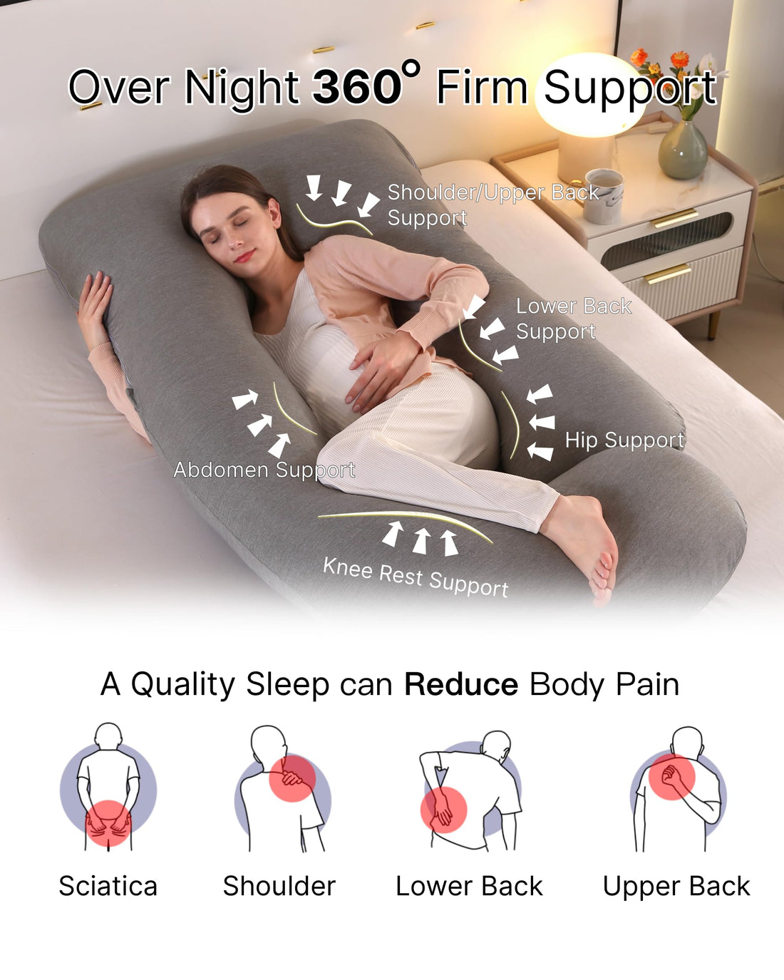 ALLOPERA Pregnancy Pillow, Full Body 57 Inch Maternity Pillow