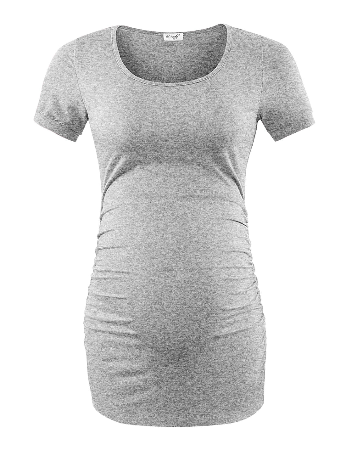 Peauty White Maternity Tops  for Women Side Ruched T Shirts