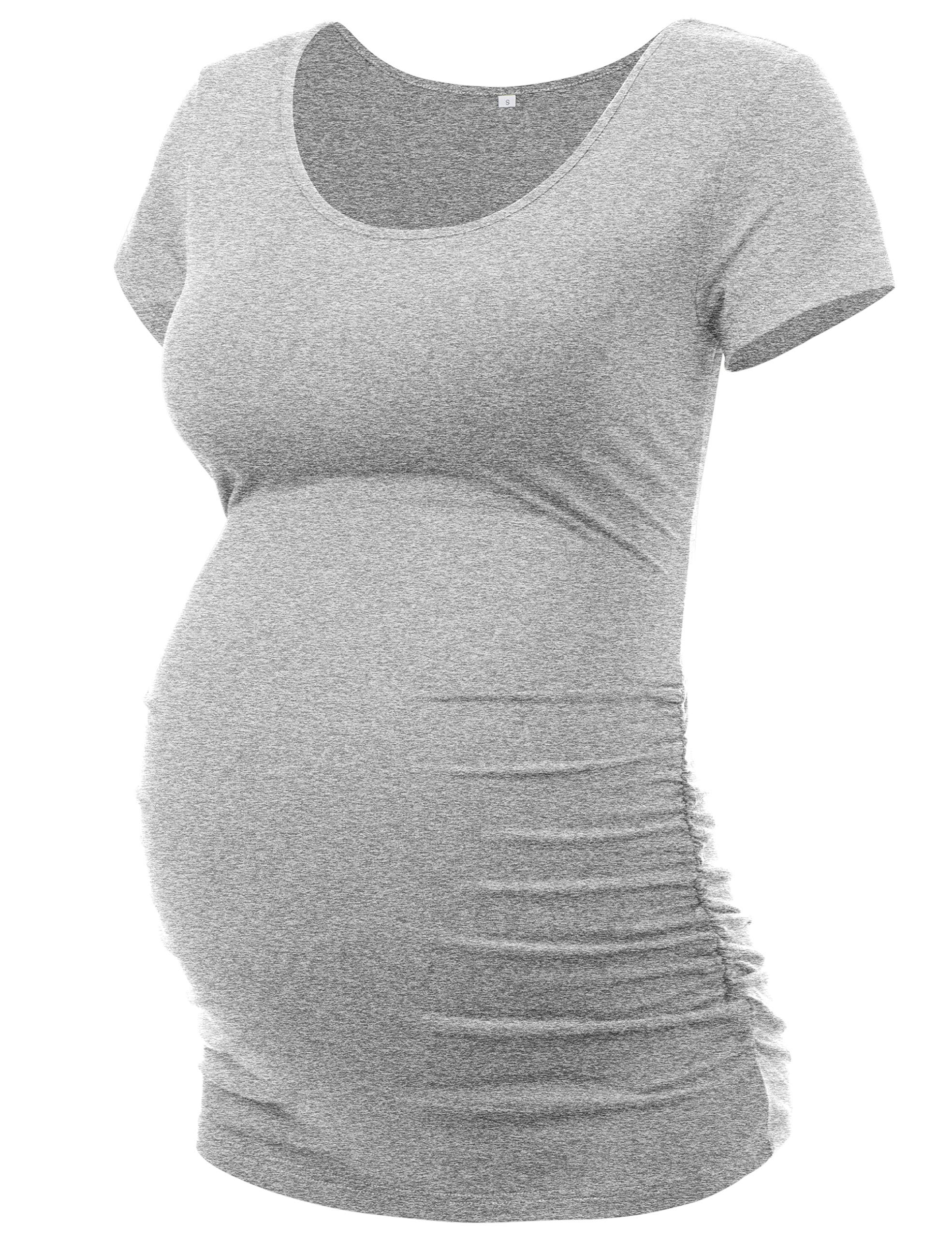 Peauty White Maternity Tops  for Women Side Ruched T Shirts