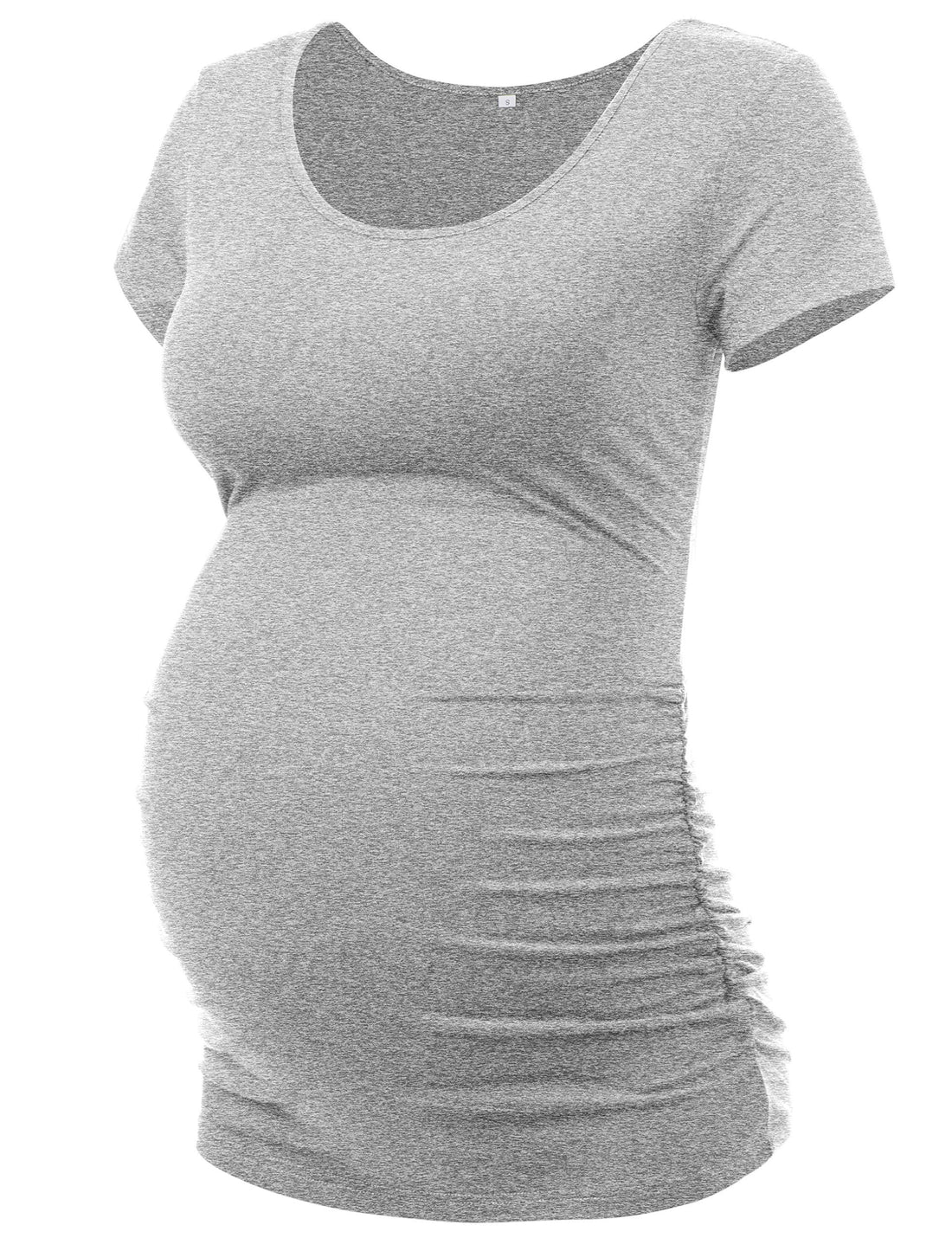 Peauty White Maternity Tops  for Women Side Ruched T Shirts