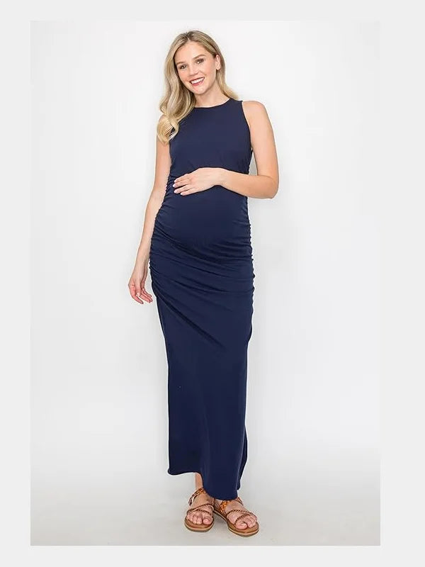 Smallshow Women's Split Long Maternity Dress Short Sleeve