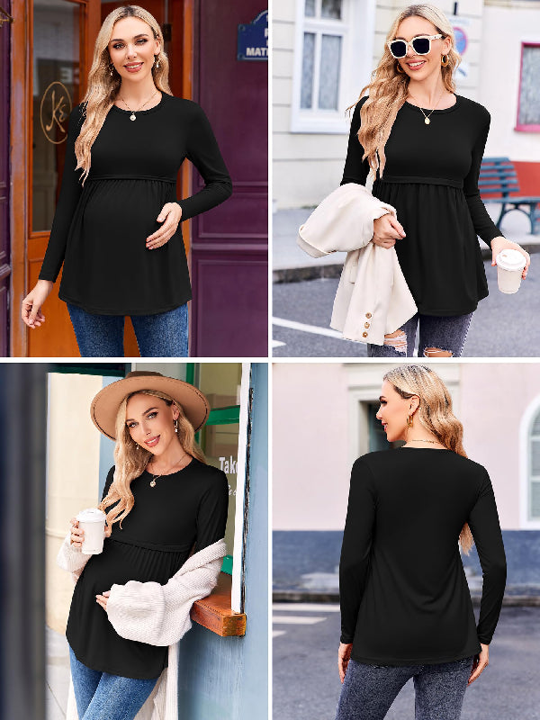 Ekouaer Maternity Shirts 3 Packs Tunic Long Sleeve Tops
