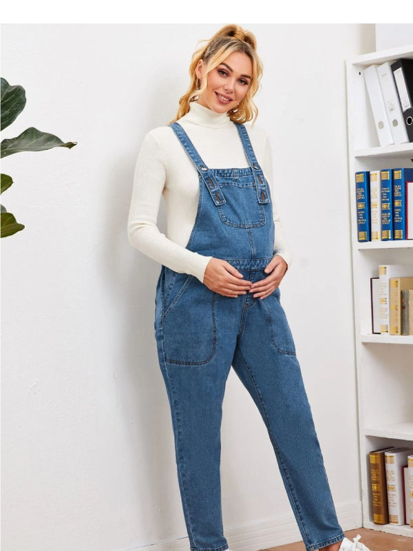 MOMOOD Maternity Overalls Bib Straight Leg Ankle Length