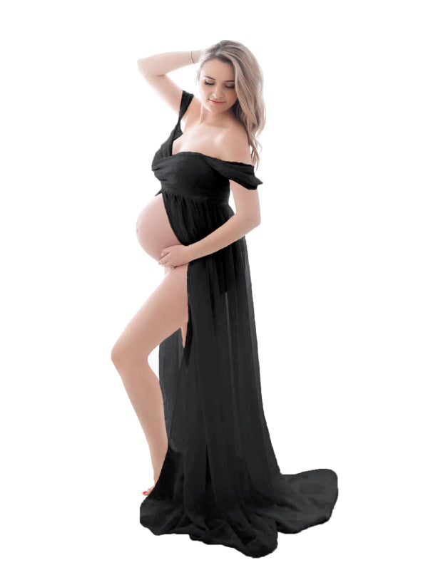 Maternity Dress for Photoshoot Off Shoulder Chiffon Gown  Pregnancy Dresses