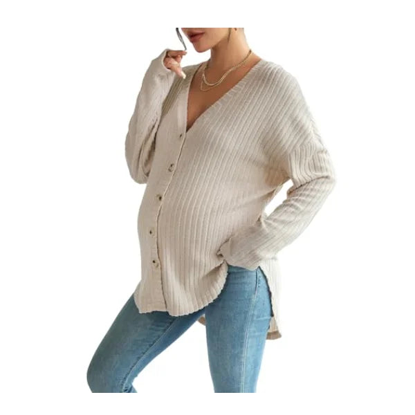 MakeMeChic Women's Shirts Knit Button Down Nursing Top